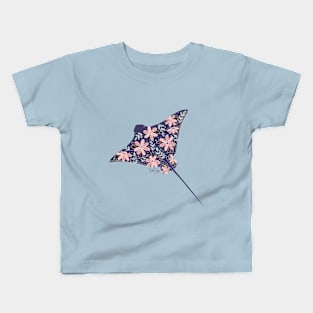 Floral Stingray - Muted Cool Colors Kids T-Shirt